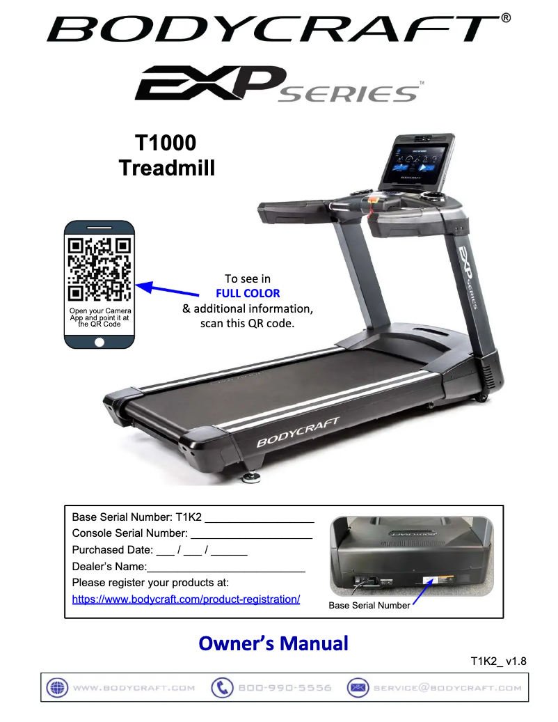 Page n°1 - Manuel utilisateur BodyCraft T1000