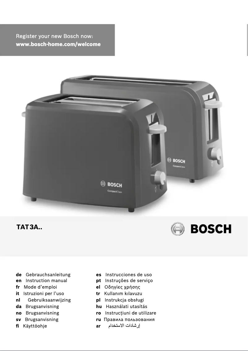 Page 1 de la notice Manuel utilisateur Bosch TAT3A013GB