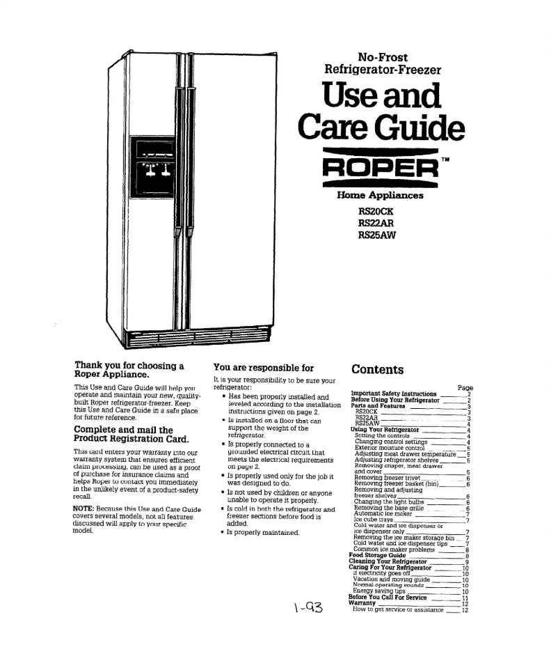 Image de la première page du manuel de l'appareil RS20CKXXG00