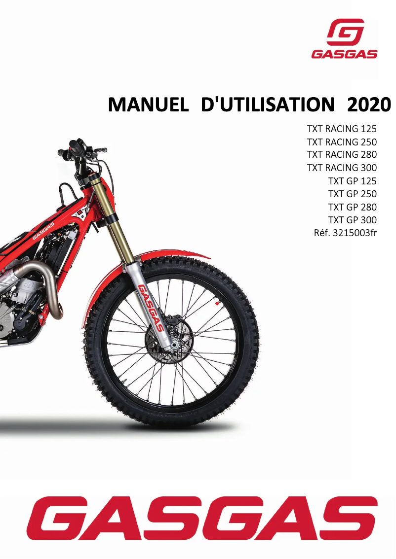 Page n°1 - Manuel utilisateur GasGas TXT GP 280 (2020)