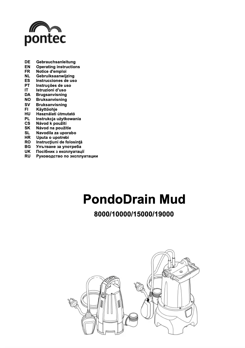 Page n°1 - Manuel utilisateur Pontec PondoDrain Mud 19000
