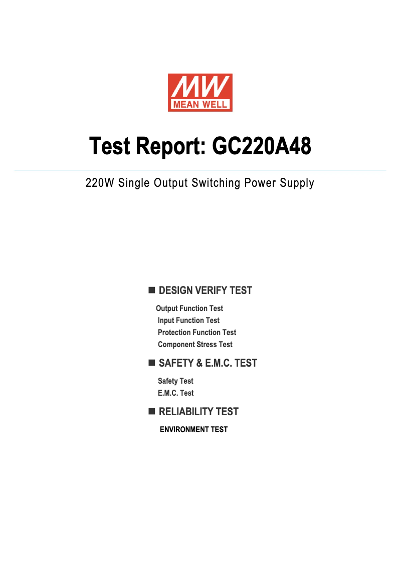 Page 1 de la notice Fiche technique Mean Well GC220A48-R7B