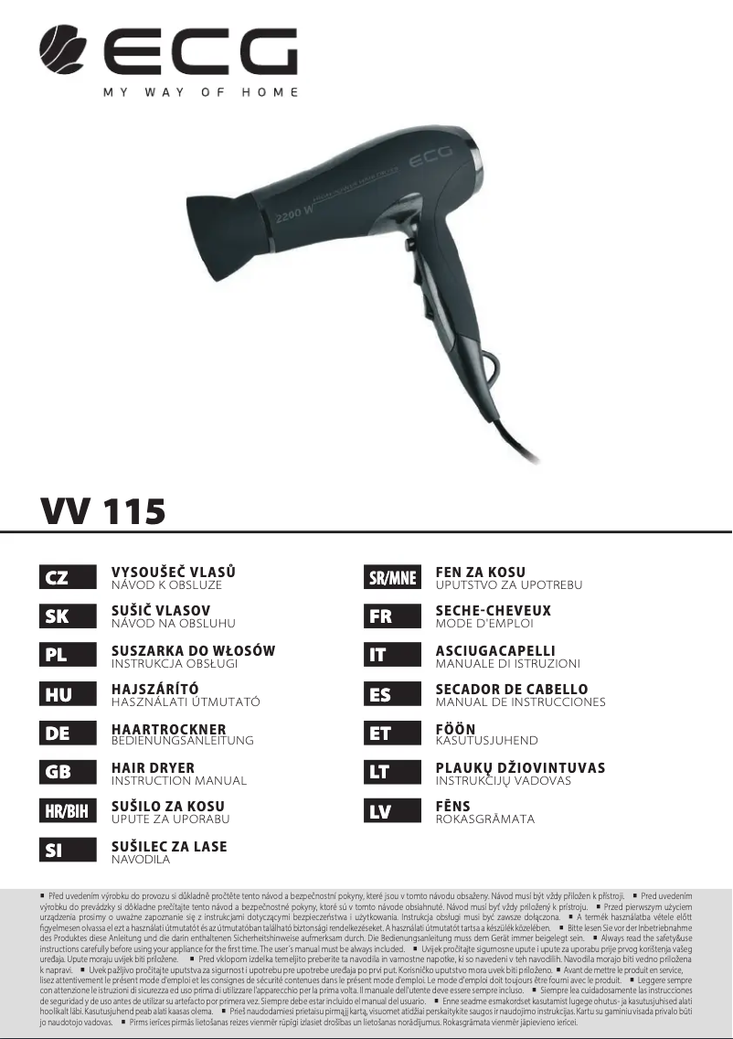 Page 1 de la notice Manuel utilisateur ECG VV 115