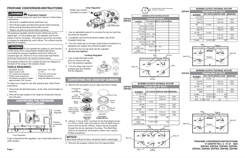 Page 1 de la notice Instructions / montage Monogram ZGP486NDTSS