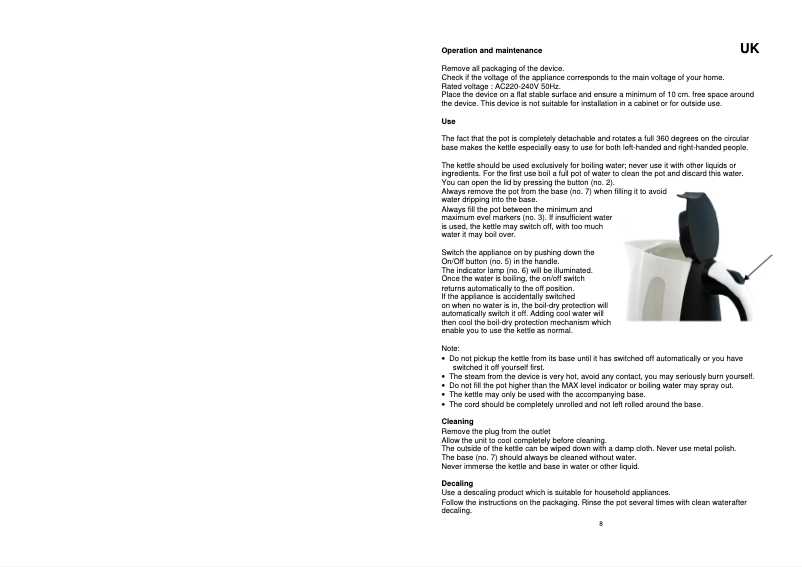 Page n°1 - Manuel utilisateur TriStar WK-3216