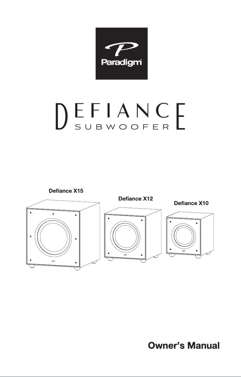 Page n°1 - Manuel utilisateur Paradigm Defiance X10