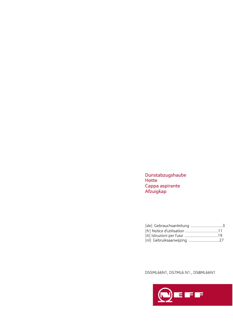 Page 1 de la notice Manuel utilisateur Neff DML5766N