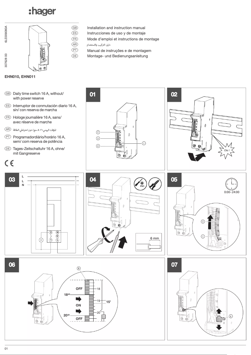 Page n°1 - Manuel utilisateur Hager EHN010