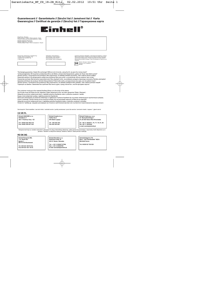 Página 1 del manual Manual de usuario Einhell BT-CD 18 2B