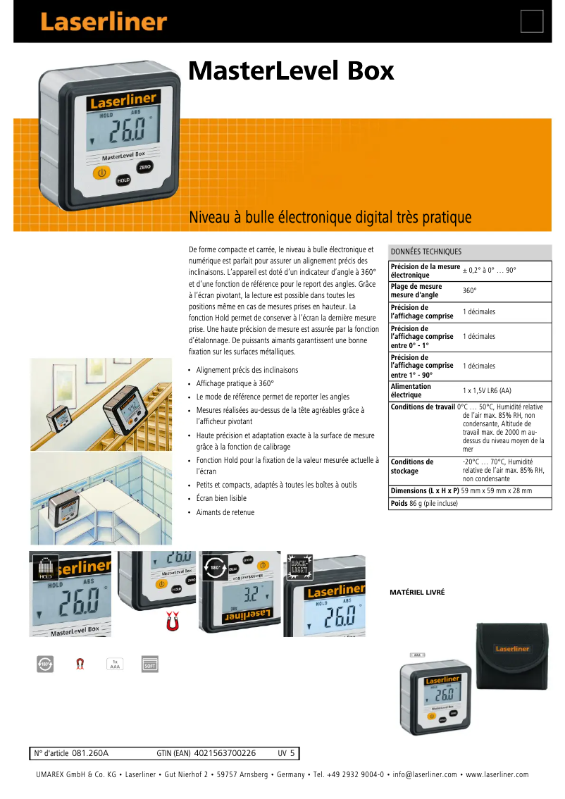 Image de la première page du manuel de l'appareil MasterLevel Box