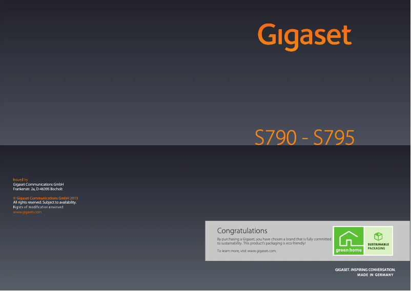 Imagen de la primera página del manual del dispositivo Gigaset S795 Trio