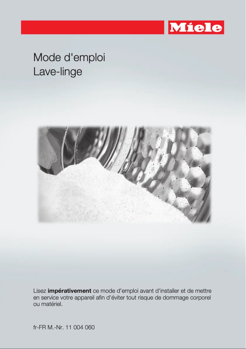 Page n°1 - Manuel utilisateur Miele WDD320 SpeedCare 1400
