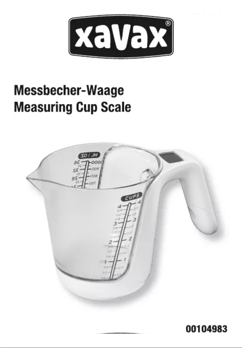 Page 1 de la notice Manuel utilisateur Xavax Cup Scale 104983