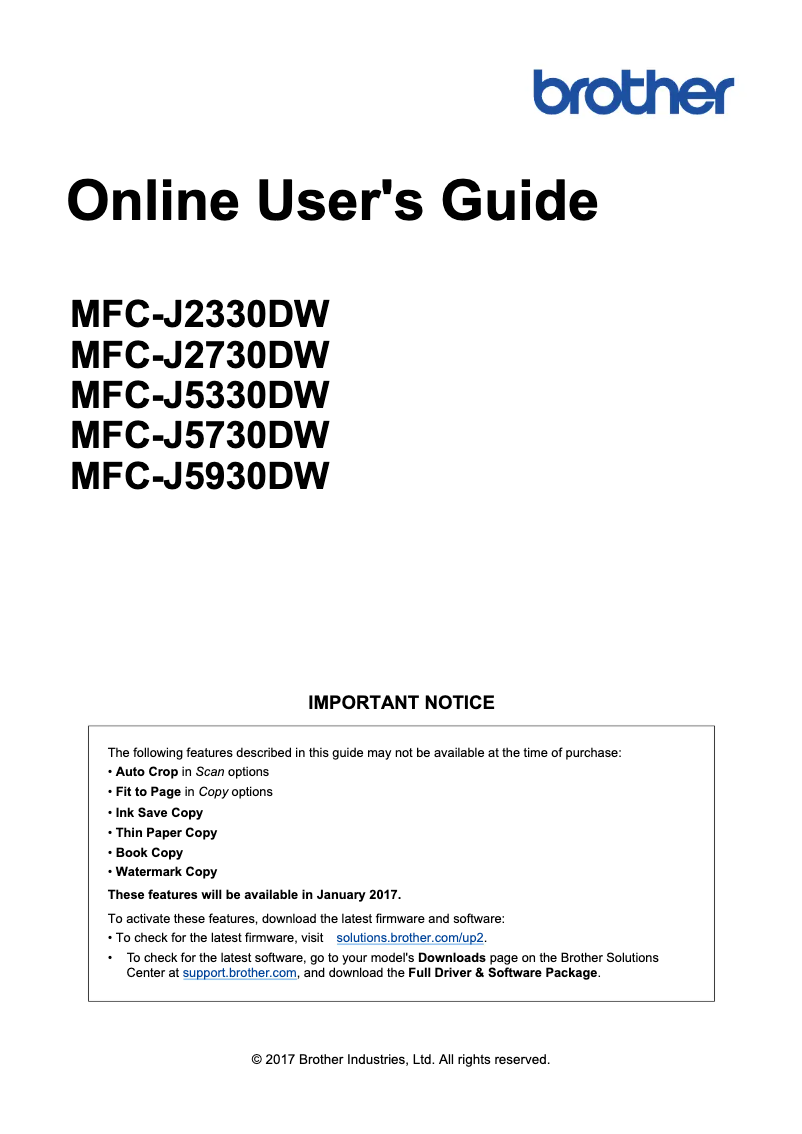 Page n°1 - Manuel utilisateur Brother MFC-J2730DW