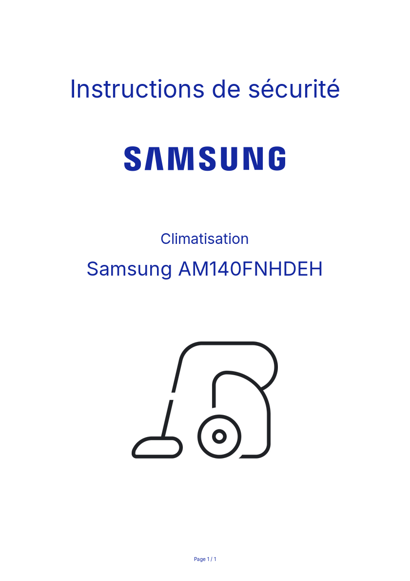 Image de la première page du manuel de l'appareil AM140FNHDEH