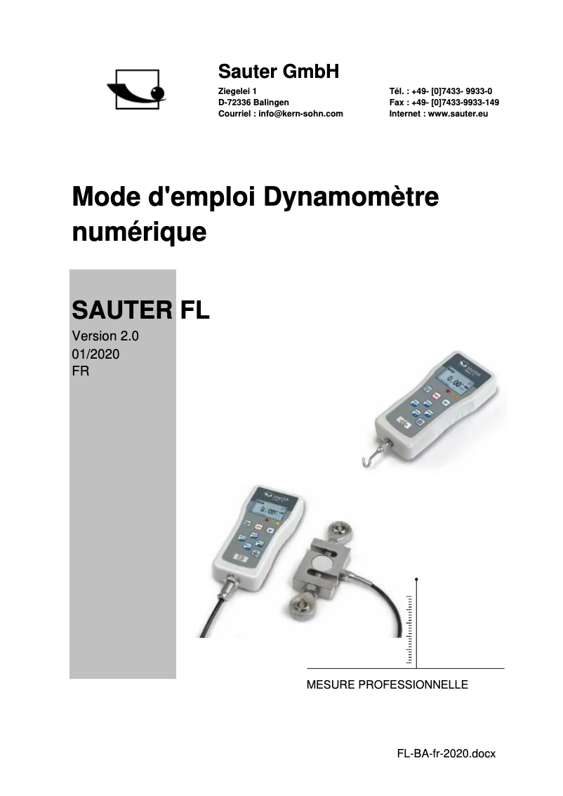 Page 1 de la notice Manuel utilisateur Kern FL 50