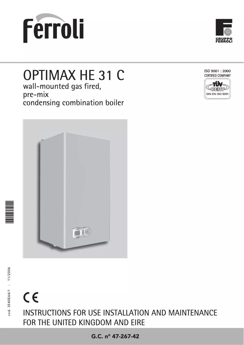 Page n°1 - Manuel utilisateur Ferroli Optimax HE 31 C
