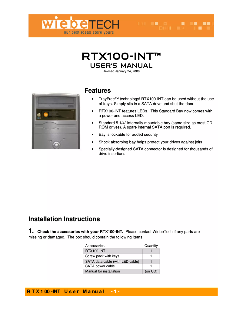 Page 1 de la notice Manuel utilisateur CRU Rhino Jr 33S