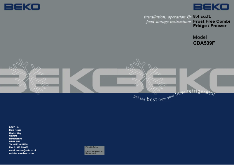 Page 1 de la notice Manuel utilisateur Beko CDA539F