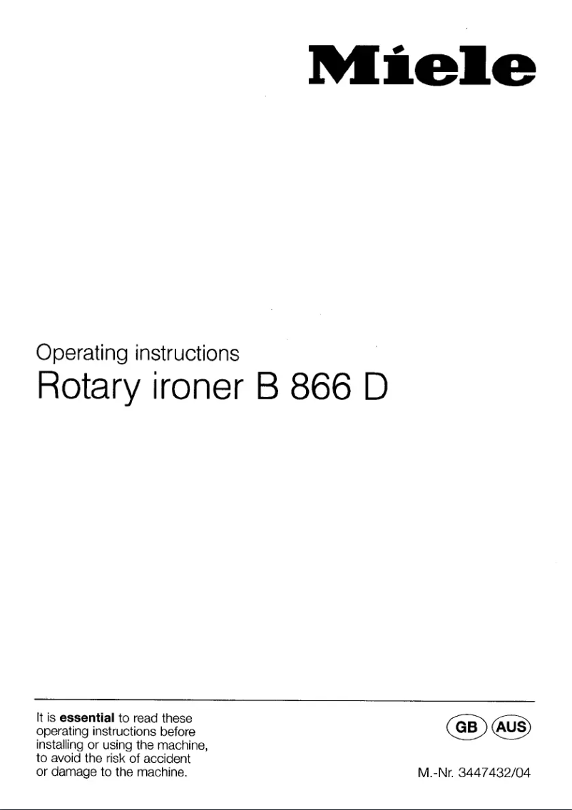 Page 1 de la notice Manuel utilisateur Miele B866D