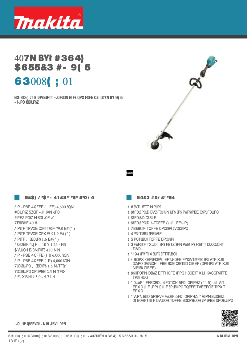 Page 1 de la notice Fiche technique Makita UR008GZ01
