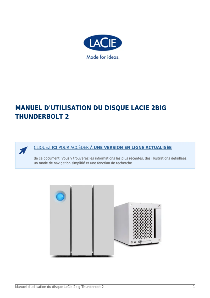 Image de la première page du manuel de l'appareil 2big Thunderbolt 2