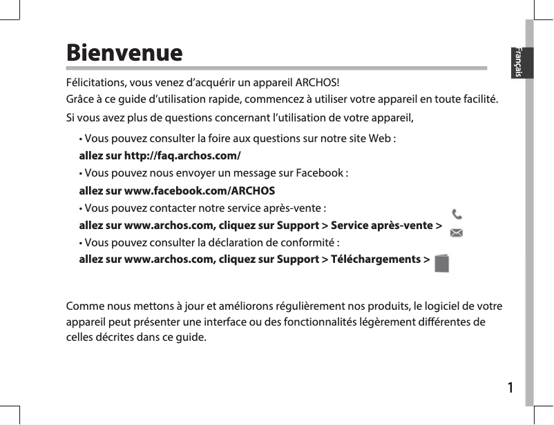 Page n°1 - Manuel utilisateur Archos Xenon 80D