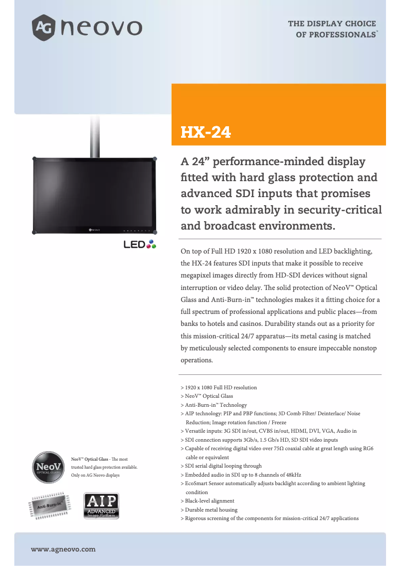 Page 1 de la notice Brochure AG Neovo HX-24