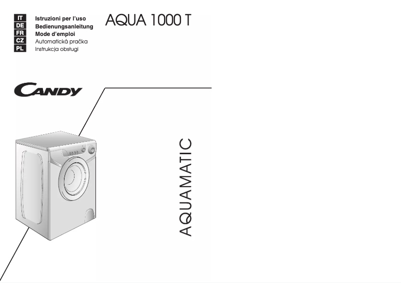 Page 1 de la notice Manuel utilisateur Candy Aqua 1000 T