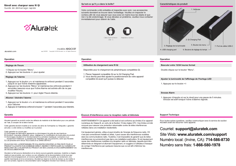 Page 1 of the manual Quick Start Guide Aluratek ABQC03F