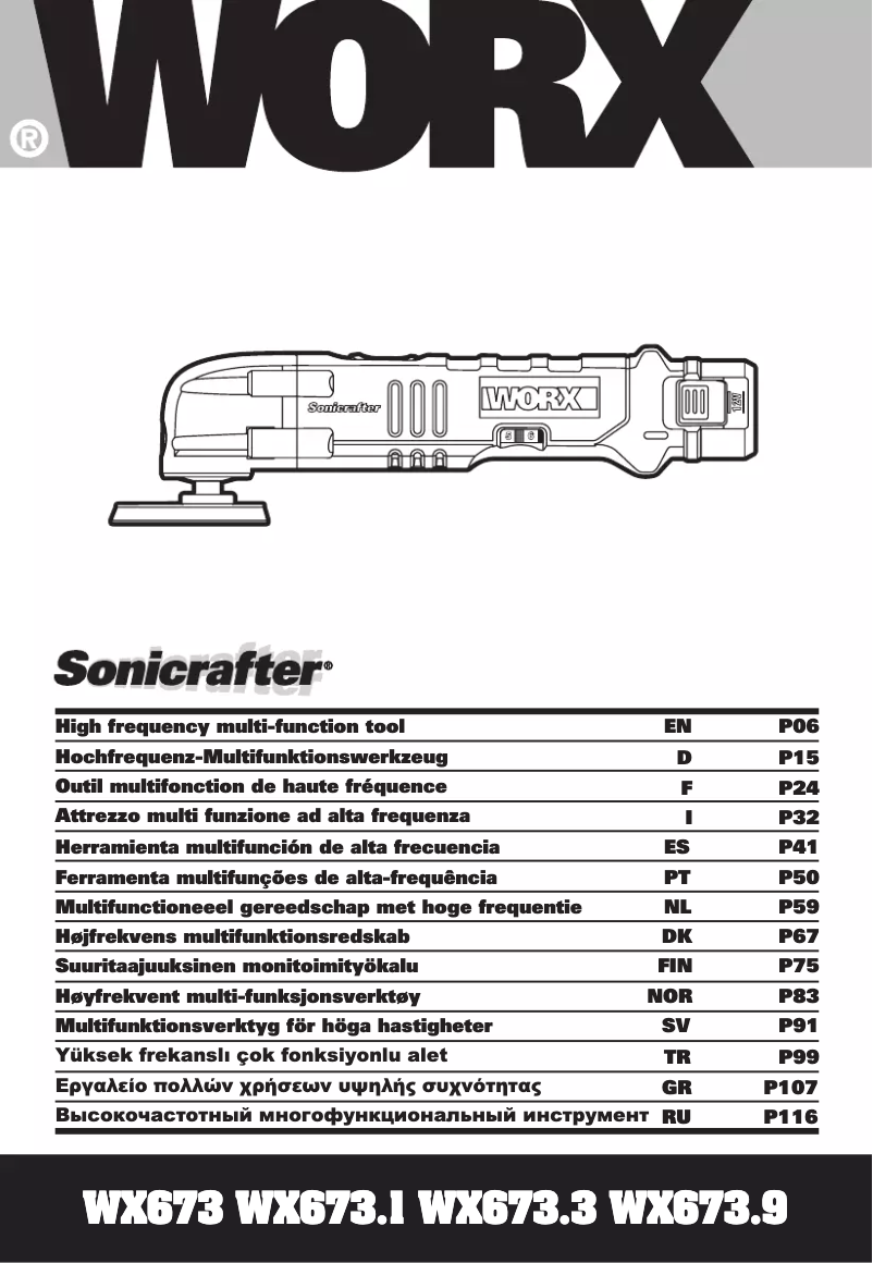 Page n°1 - Manuel utilisateur Worx Sonicrafter WX673