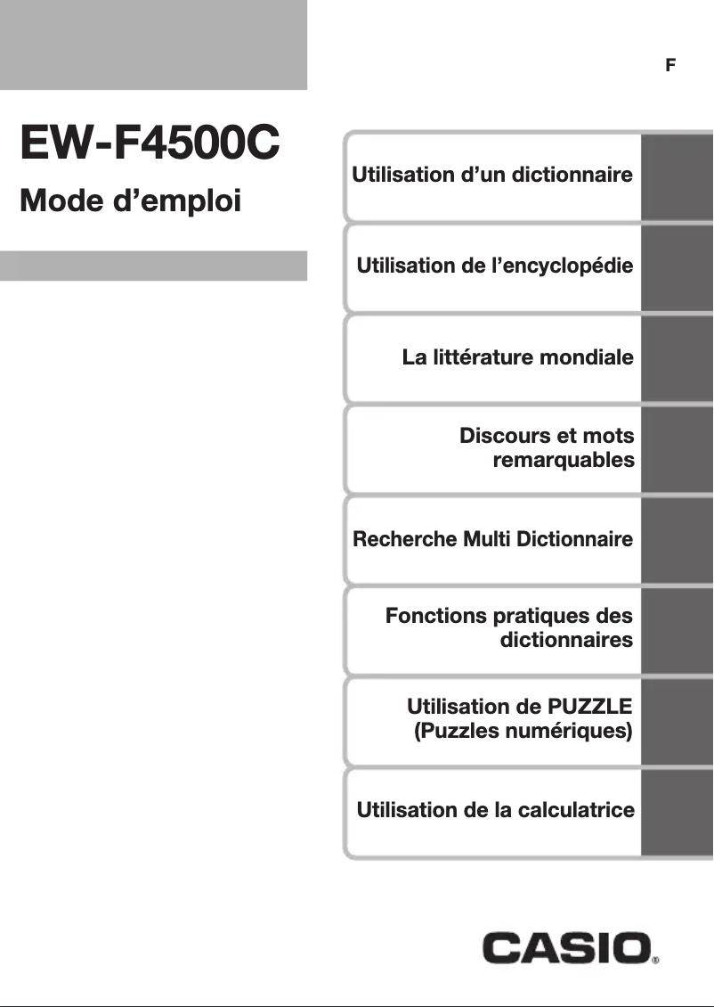 Page 1 de la notice Manuel utilisateur Casio EW-F4500C