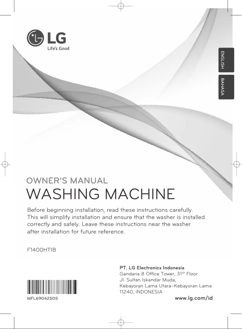 Page 1 de la notice Manuel utilisateur LG F1400HT1B