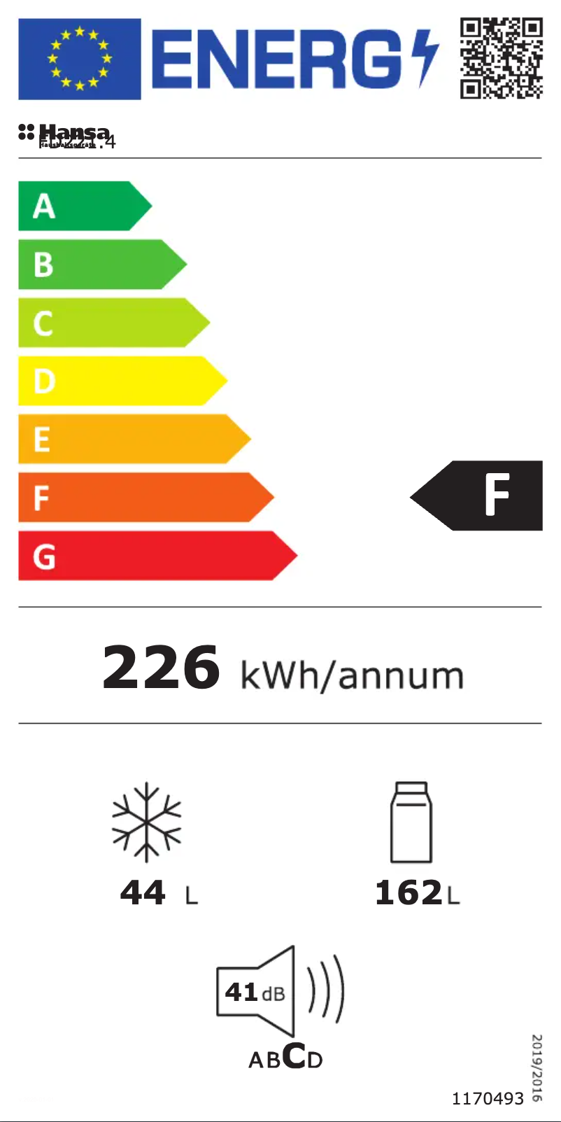 Page n°1 - Label énergétique Hansa FD221.4