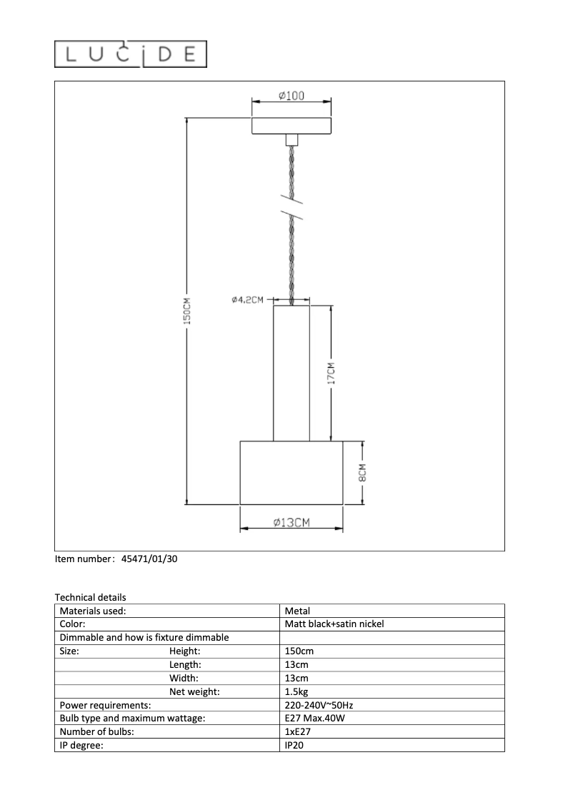Página 1 del manual Manual de usuario Lucide Teun