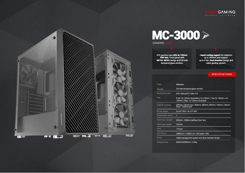 Page 1 de la notice Fiche technique Mars Gaming MC-3000