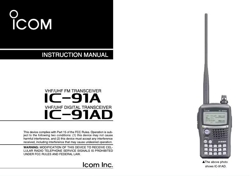 Página 1 del manual Manual de usuario ICOM IC-91A