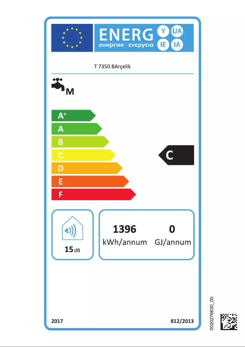 Page 1 de la notice Manuel utilisateur Arçelik T 7350 B