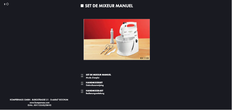 Page 1 de la notice Manuel utilisateur Bifinett KH 1132