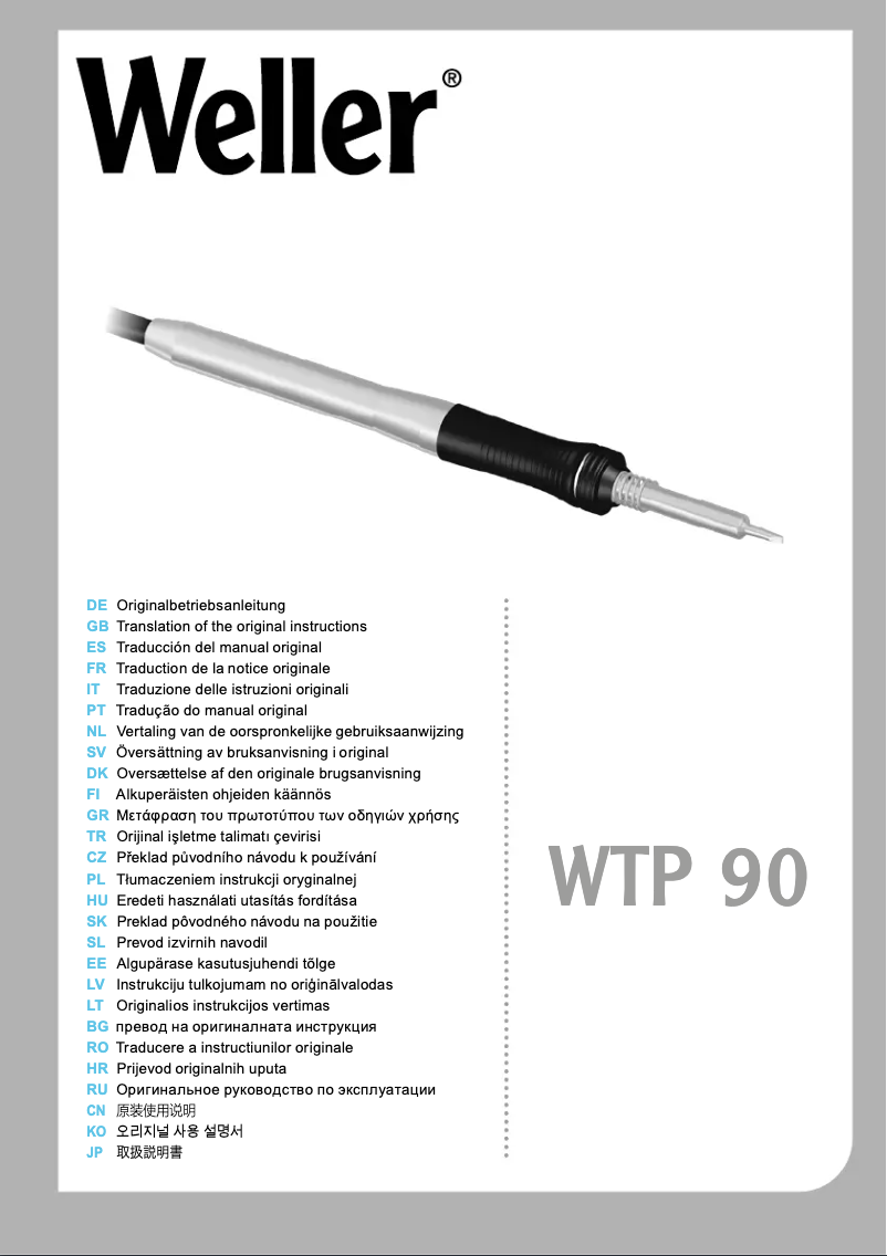 Page 1 de la notice Manuel utilisateur Weller DAP 90