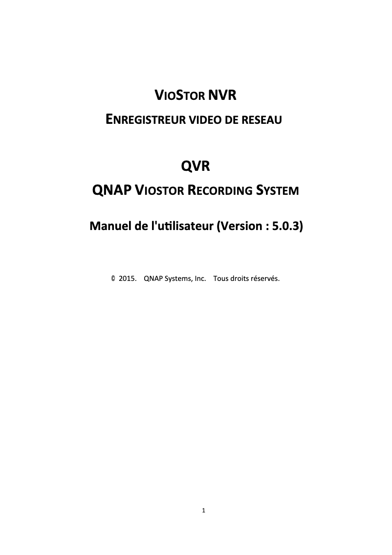 Page 1 de la notice Manuel utilisateur QNAP VS-6016 Pro