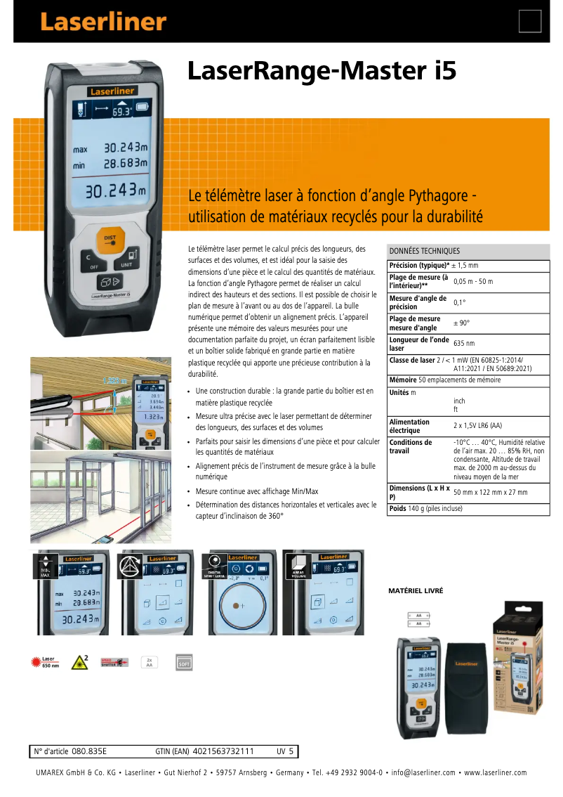 Image de la première page du manuel de l'appareil LaserRange-Master i5