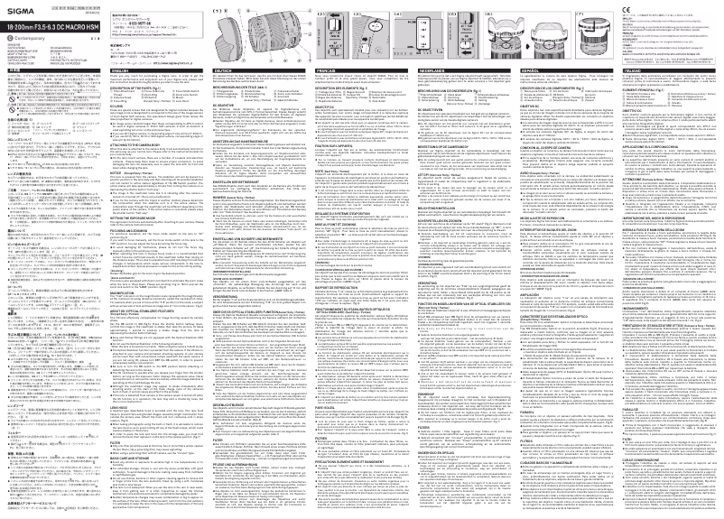 Page 1 de la notice Manuel utilisateur Sigma 18-200mm f/3.5-6.3