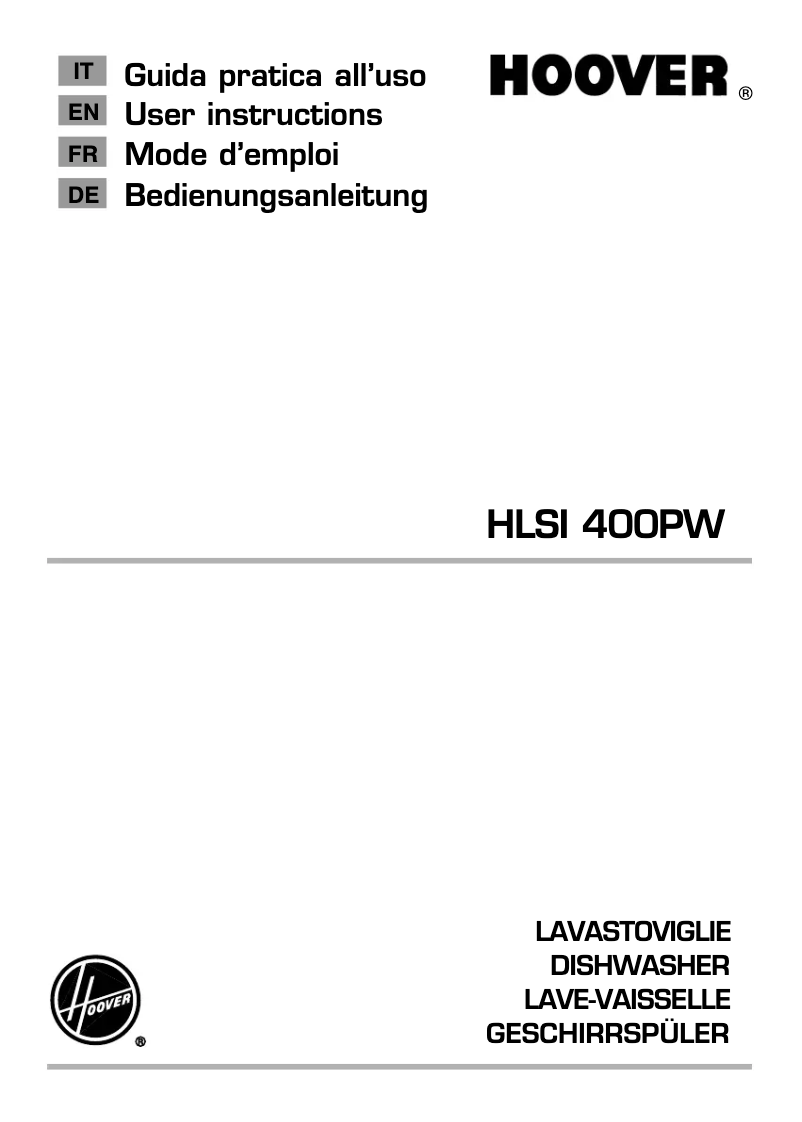 Page n°1 - Manuel utilisateur Hoover HLSI 400PW-S