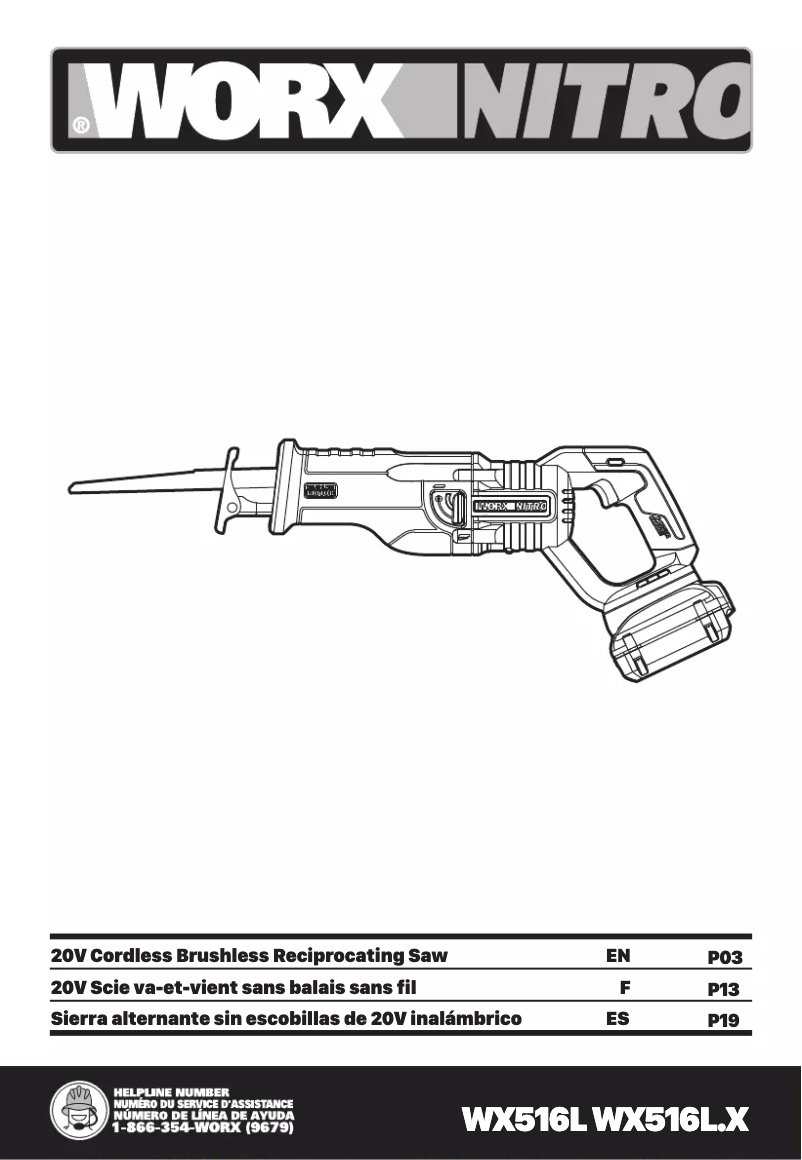 Page 1 de la notice Manuel utilisateur Worx WX516L.9
