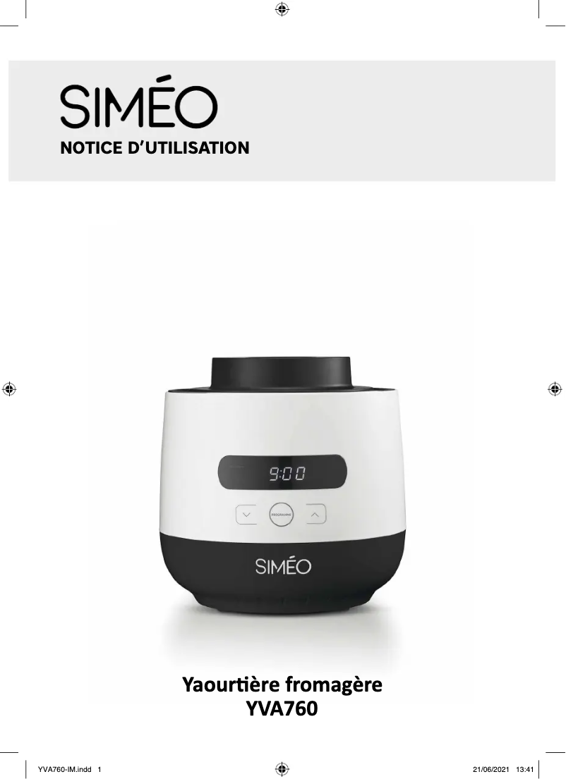 Image de la première page du manuel de l'appareil YVA760