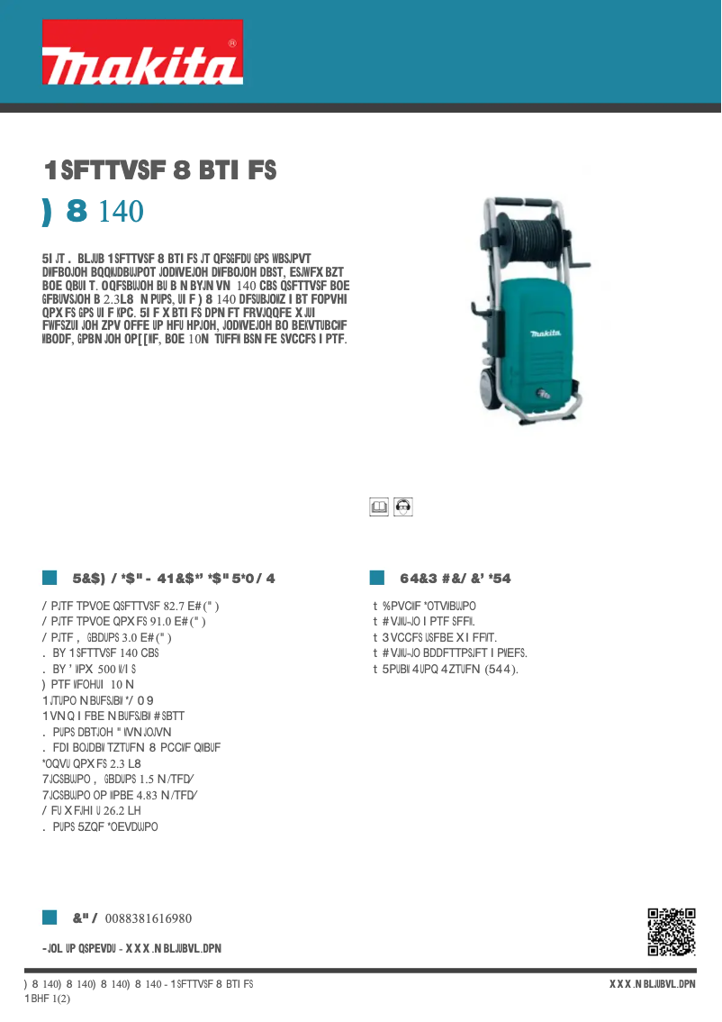 Página 1 del manual Ficha técnica Makita HW140