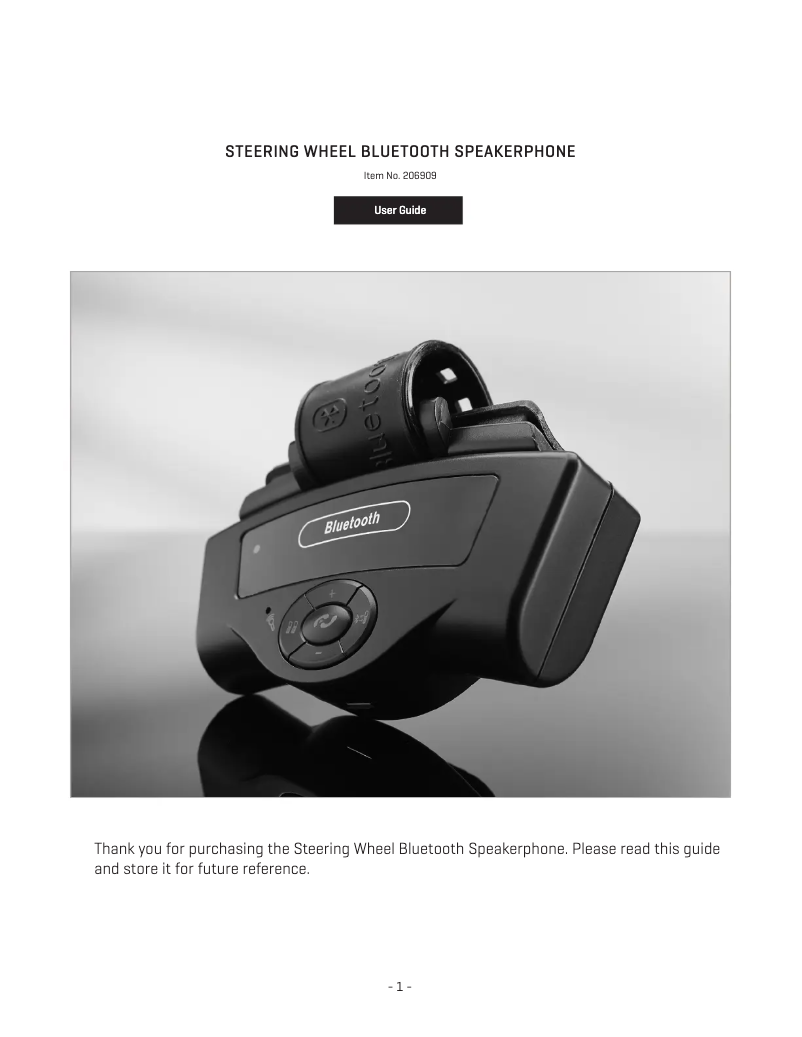 Page 1 de la notice Manuel utilisateur Sharper Image Steering Wheel Bluetooth Speakerphone