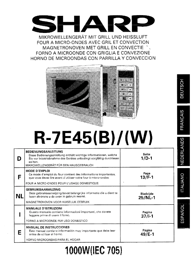 Page 1 de la notice Manuel utilisateur Sharp R-7E45W