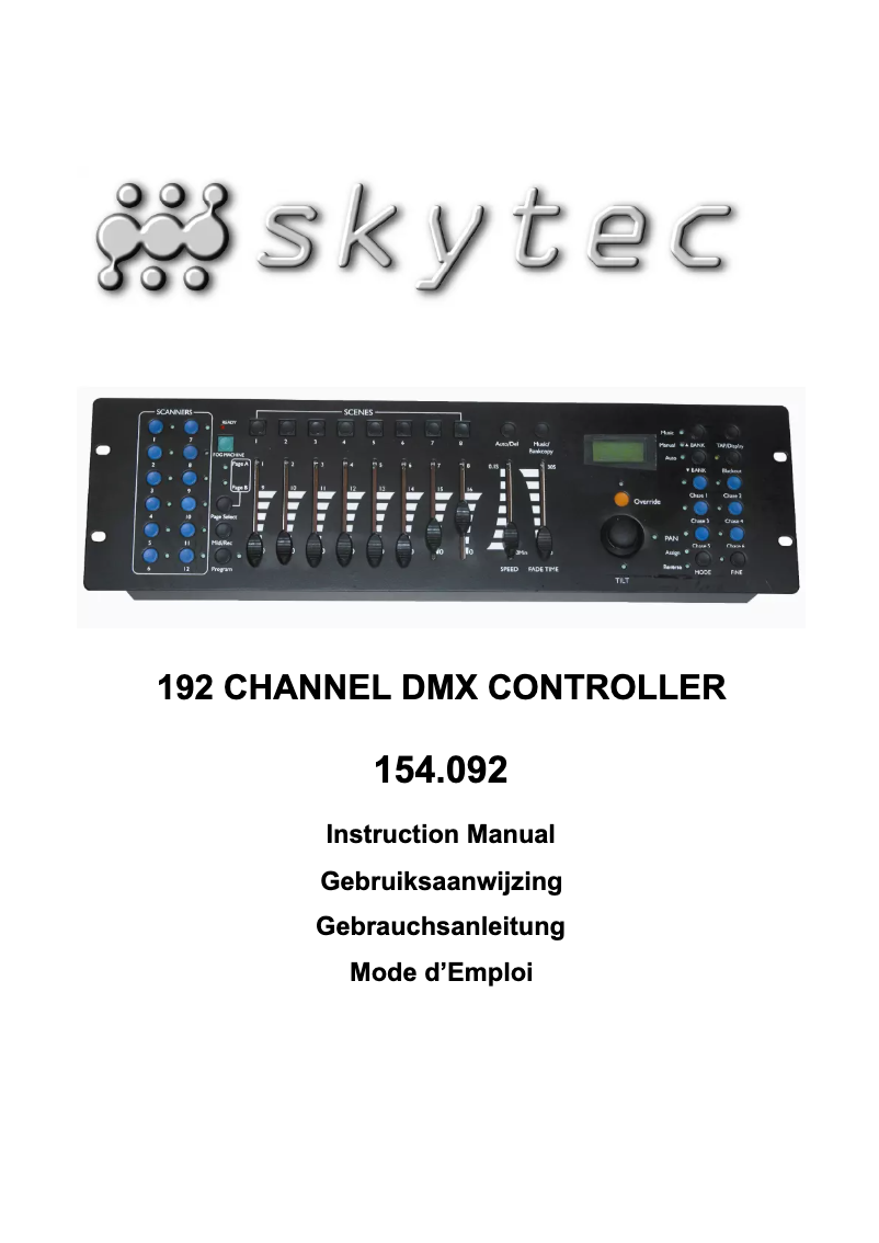 Page 1 de la notice Manuel utilisateur Skytec 192 channel dmx controller